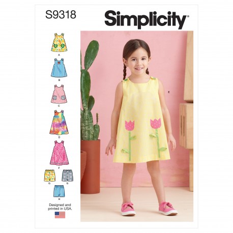 Pigekjole og shorts snitmønster Simplicity 9318