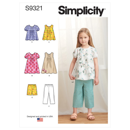 Pigekjole tunika og bukser snitmønster Simplicity 9321