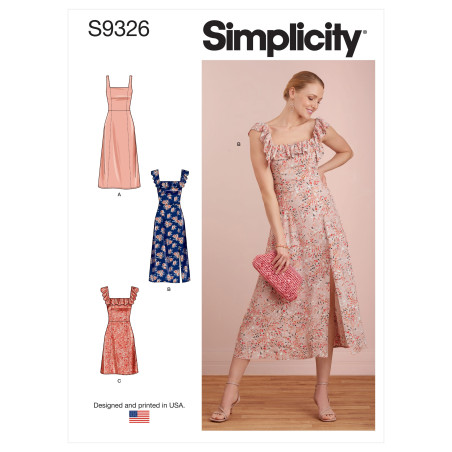 Kjole m/flæse snitmønster Simplicity 9326