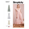 Kjole m/bælte  og dyb udskæring  snitmønster Simplicity 9327