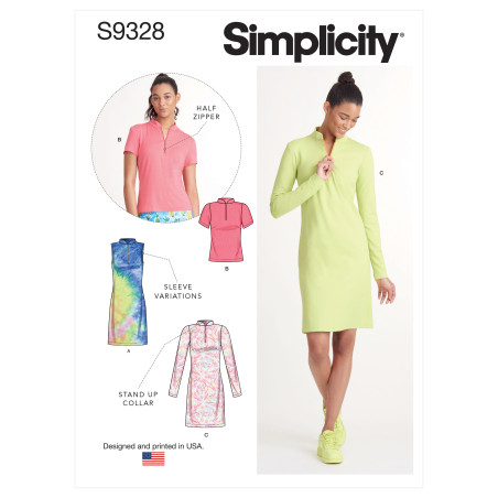 Kjole og bluse m/kinakrave snitmønster Simplicity 9328