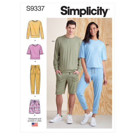 Trøje og joggingbukser  ham/hende snitmønster Simplicity 9337