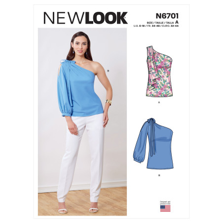 Bluse m/ et ærme New look snitmønster 6701