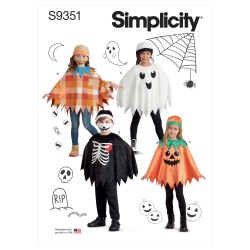 Ponch hue og mundbind børne kostume Simplicity snitmønster 9351