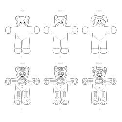 Tøjdyr hund kat og bamse Simplicity snitmønster 9417