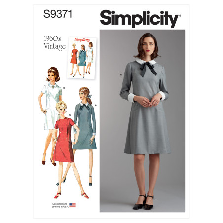 1960´vintage Kjole også plusmode Simplicity snitmønster 9371
