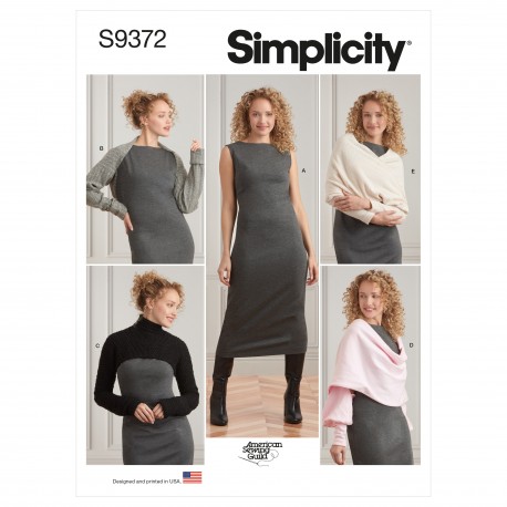 Kropsnær kjole og sjælevarmer Simplicity snitmønster 9372 A