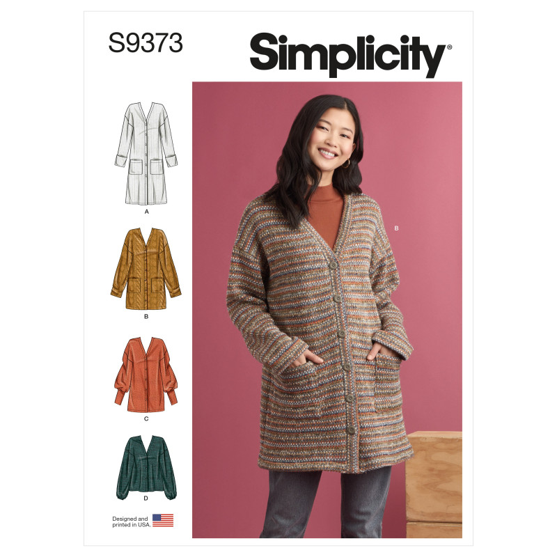 Cardigan med lommer Simplicity snitmønster 9373 A