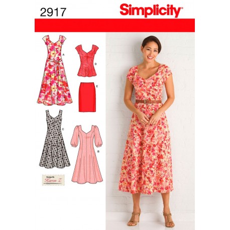 Spencer og kjole, plusmode snitmønster Simplicity