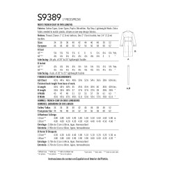 Herre Trench Coat Simplicity snitmønster 9389