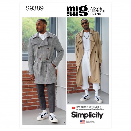 Herre Trench Coat Simplicity snitmønster 9389