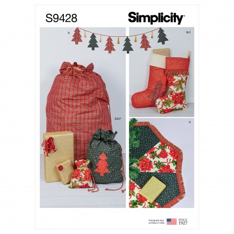 Juletræstæppe og julemandens sæk Simplicity snitmønster 9428