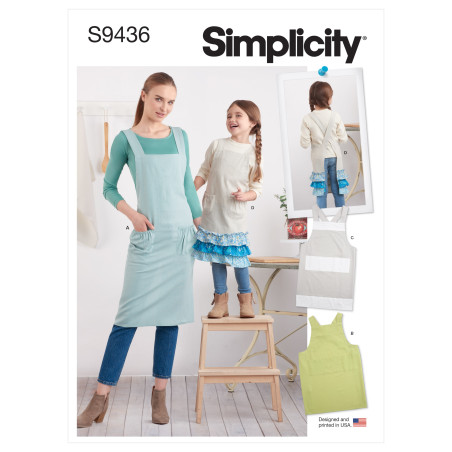 Forklæde, mor og barn Simplicity Snitmønstre 9436