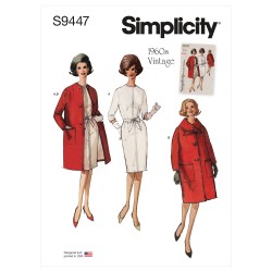 1960´Vintage Kjole og frakke Simplicity snitmønster 9447 A