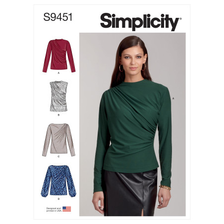 Bluse m/drapering Simplicity snitmønster 9451