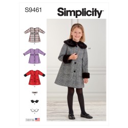 Pige frakke m/aftagelig krave Simplicity snitmønster 9461 A