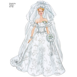 Barbietøj Brudekjole Simplicity snitmønster 4719