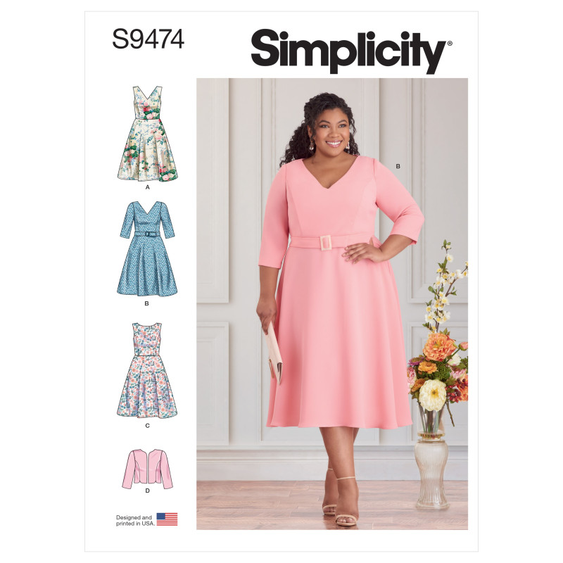 Kjole og bolero jakke plusmode Simplicity snitmønster 9474