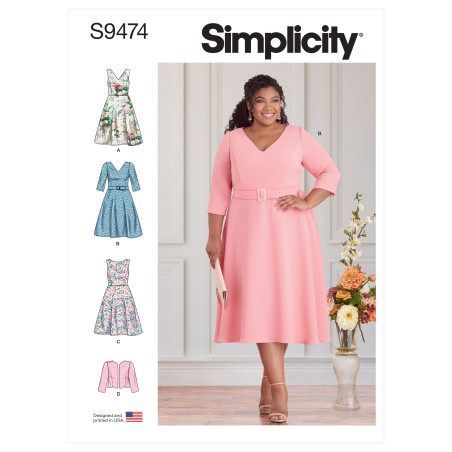 Kjole og bolero jakke plusmode Simplicity snitmønster 9474