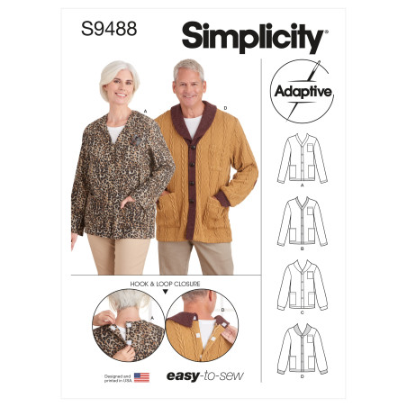 Cardigan ham/hende Simplicity snitmønster 9488 A