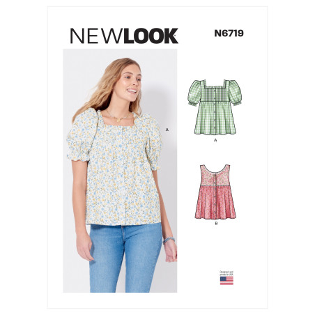 Bluse m/pufærme New Look snitmønster 6719