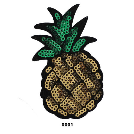 Palliet Ananas lille  strygemærke 5x8,5 cm