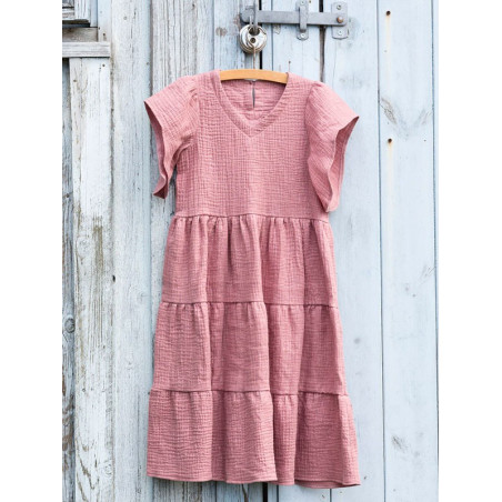 Kjole m/vingeærme og flæse  pigekjole  Onion snitmønster 20054