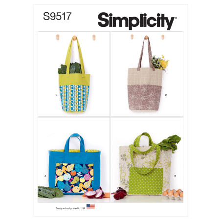 Div. indkøbs net og shopper Simplicity snitmønster S9517 OS