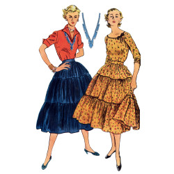 1950´bluse og flæse nederdel Simplicity snitmønster S9537