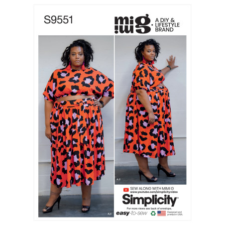 Bluse og nederdel  plusmode Simplicity snitmønster S9551