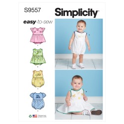 Babydragt og babykjole Simplicity snitmønster easy S9557 A