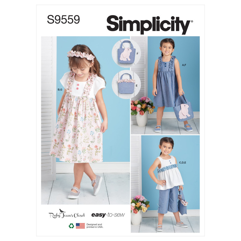 Pigekjole m/hår bånd og taske Simplicity snitmønster S9559 A