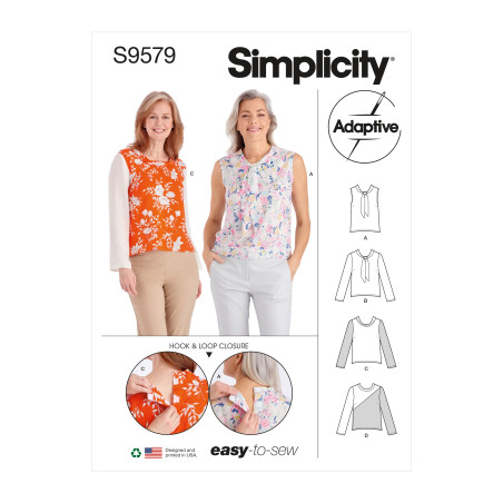 Handicap venlig bluse Simplicity snitmønster S9579