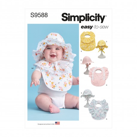 Babyhue og hagesmæk Simplicity snitmønster 9588 A