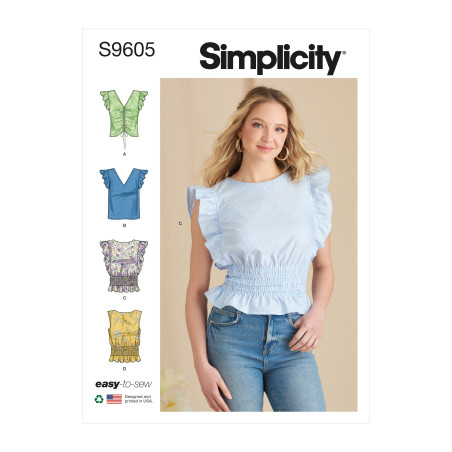 Bluse m/flæseærme Simplicity snitmønster S9605