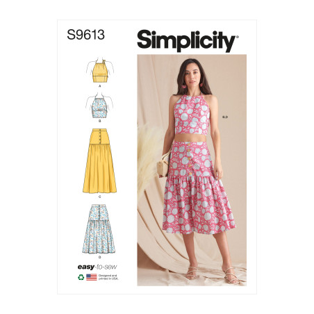 Kort blus og nederdel Simplicity snitmønster S9613