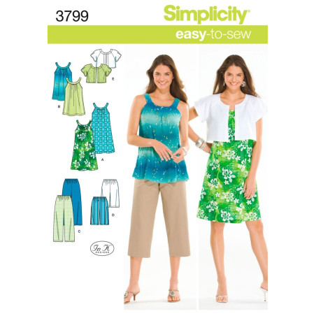 Sommersæt Simplicity snitmønster S3799