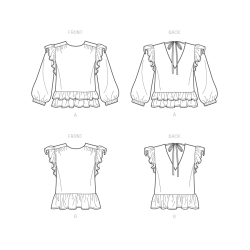 Bluse m/flæser New look snitmønster N6732 easy