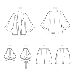 Bikinitop shorts og jakke New Look snitmønster N6737