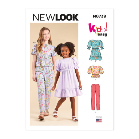 Pigekjole  bukser og bluse New look snitmønster N6739 easy