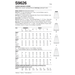 Kostume/udklædning børn/ voksen  Simplicity snitmønster 9626 A easy