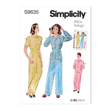 1940`vintage lounge bluse og bukser Simplicity snitmønster S9635