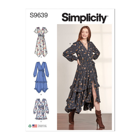Flæsekjole også plusmode Simplicity snitmønster S9639
