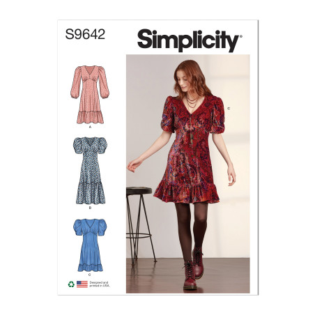 Flæsekjole m/pufærme Simplicity snitmønster S9642