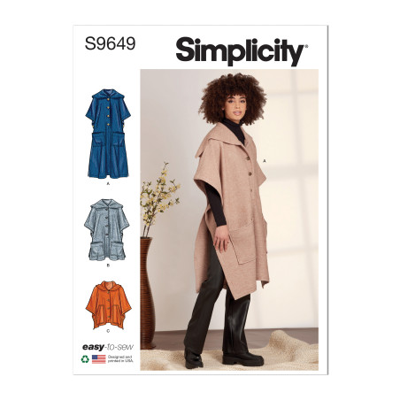 Poncho m/hætte  Simplicity snitmønster S9649 A