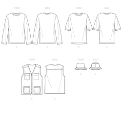 Herre vest bøllehat og t-shirt Simplicity snitmønster S9651