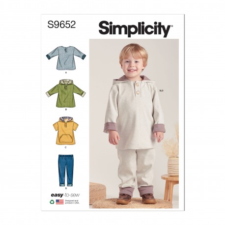 Hættetrøje og bukser børnetøj Simplicity snitmønster S9652 A