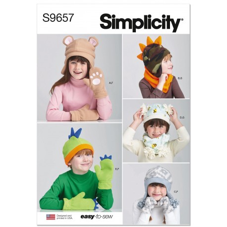 Vanter og huer til børn Simplicity snitmønster 9657 A