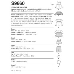 Dukketøj til 38 cm dukke Simplicity snitmønster 9660 Os