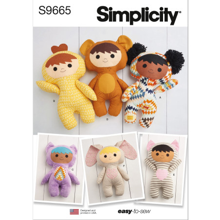 Plys dukker Simplicity snitmønster 9665 Os
